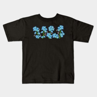 Forget Me Not Light Blue Wild Flowers - Summer & Spring Floral Hand-drawn Artwork Kids T-Shirt